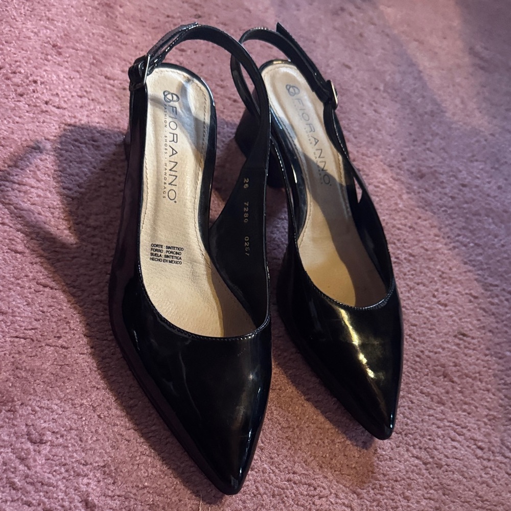 Black Patent Slingback Heels